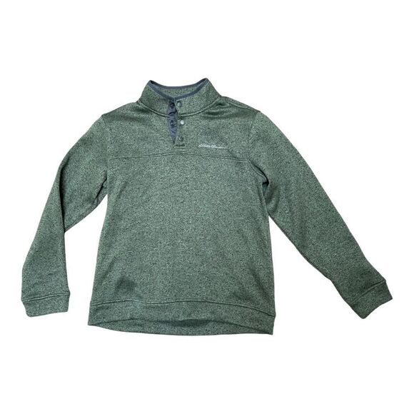 Eddie Bauer Green Cozy Half Button Pullover Sweatshirt Classic Preppy  Sz M EUC - Picture 1 of 7